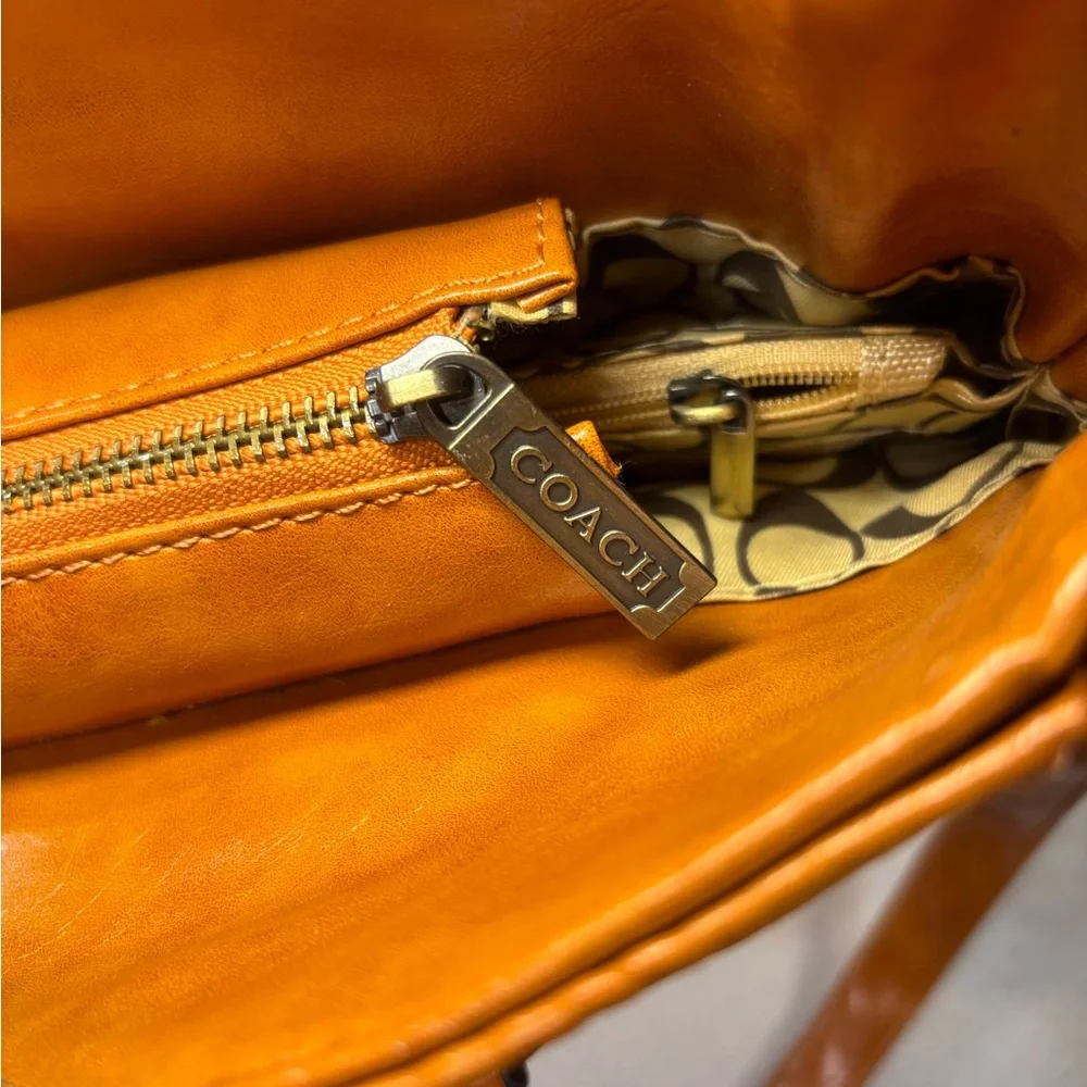 Coach Ashley Cognac Leather Satchel Crossbody Shoulder Bag Horse Carriage - Picture 14 of 15